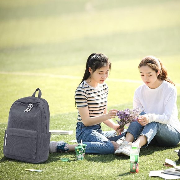 17'' Women Large Lightweight Laptop Casual High Corduroy School Bag - Picture 7 of 9